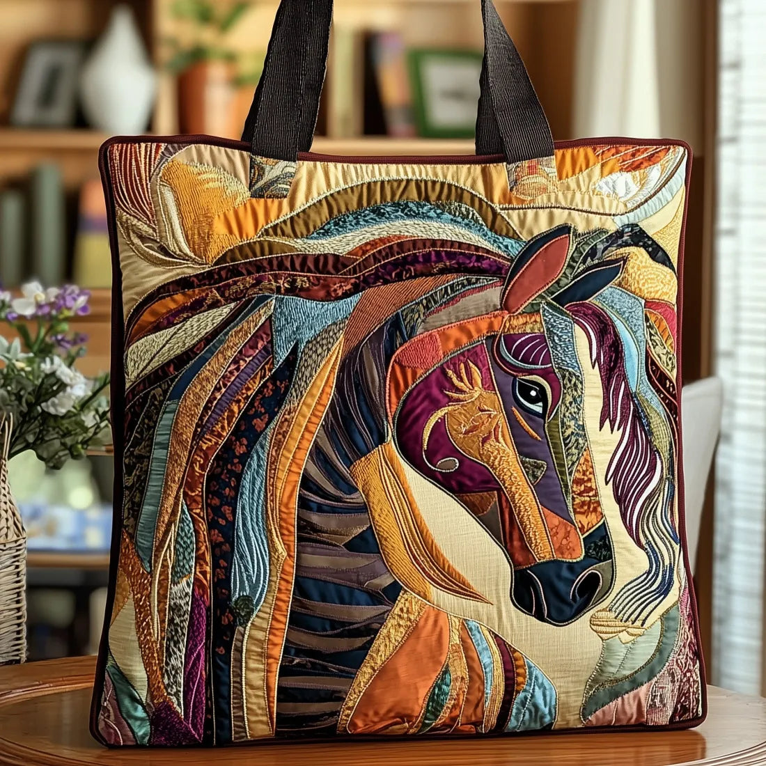 Handgefertigte Tasche - Pferd in buntem Mosaik