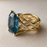 Vintage Gold Blau Zirkonia Ring
