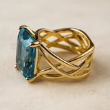 Vintage Gold Blau Zirkonia Ring