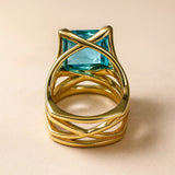 Vintage Gold Blau Zirkonia Ring