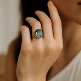 Vintage Gold Blau Zirkonia Ring