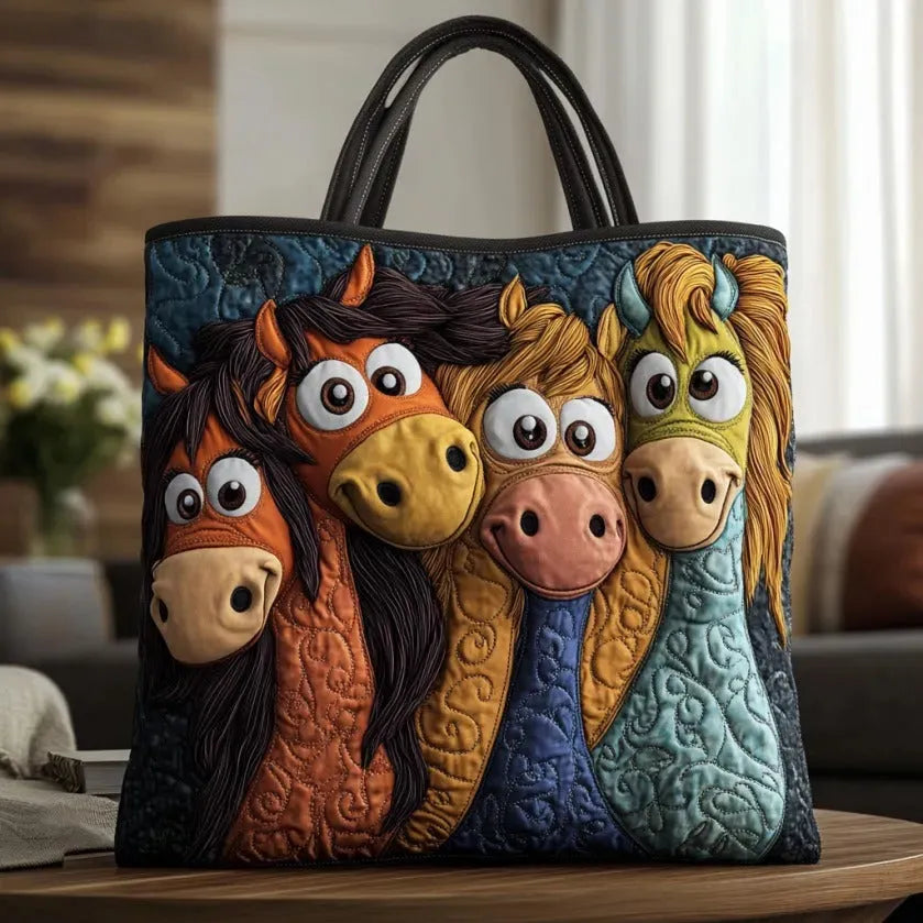 Handgefertigte Tasche - Lustige Ponys