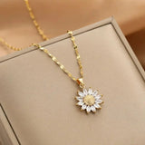 Kristall Sonnenblume Halskette in Gold