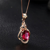 Exquisite Rote Kristall Gold Halskette