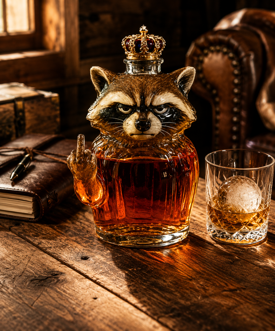 Whiskyflasche — Raccoon Rebelle Edition