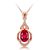Exquisite Rote Kristall Gold Halskette