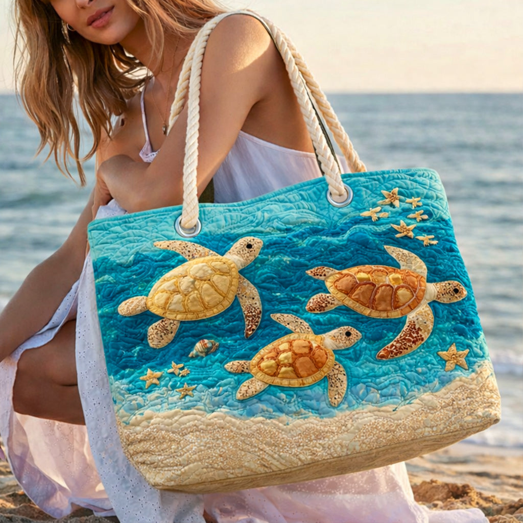 Gepolsterte Strandtasche Goldene Schildkröte Küste