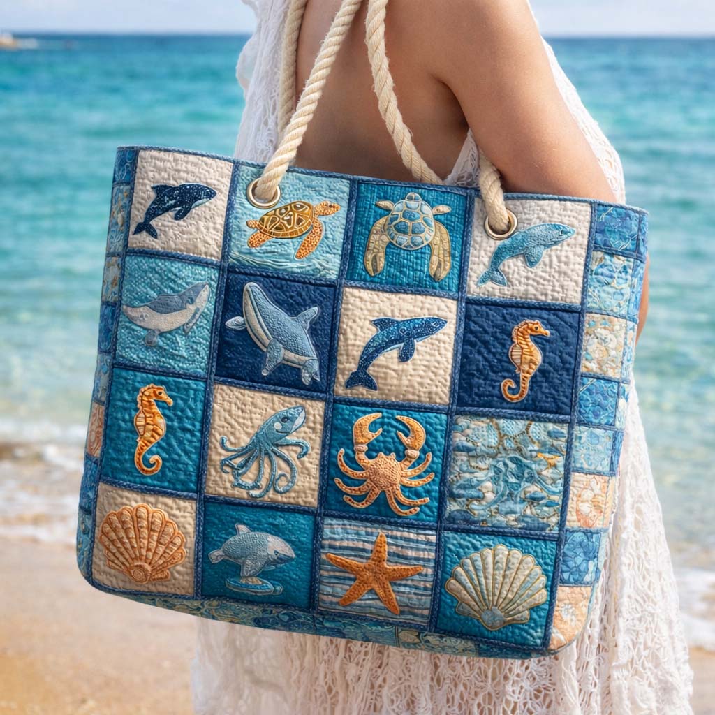 Gepolsterte Strandtasche Meeresleben
