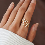 Pure - Weiß Opal Blatt Verstellbarer Ring