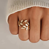 Pure - Weiß Opal Blatt Verstellbarer Ring