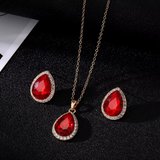 Retro Roter Zirkon Wassertropfen Schmuckset