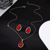 Retro Roter Zirkon Wassertropfen Schmuckset
