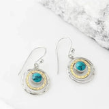 Boho Saturn Ohrringe mit Türkisstein in Silber und Gold