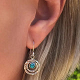 Boho Saturn Ohrringe mit Türkisstein in Silber und Gold