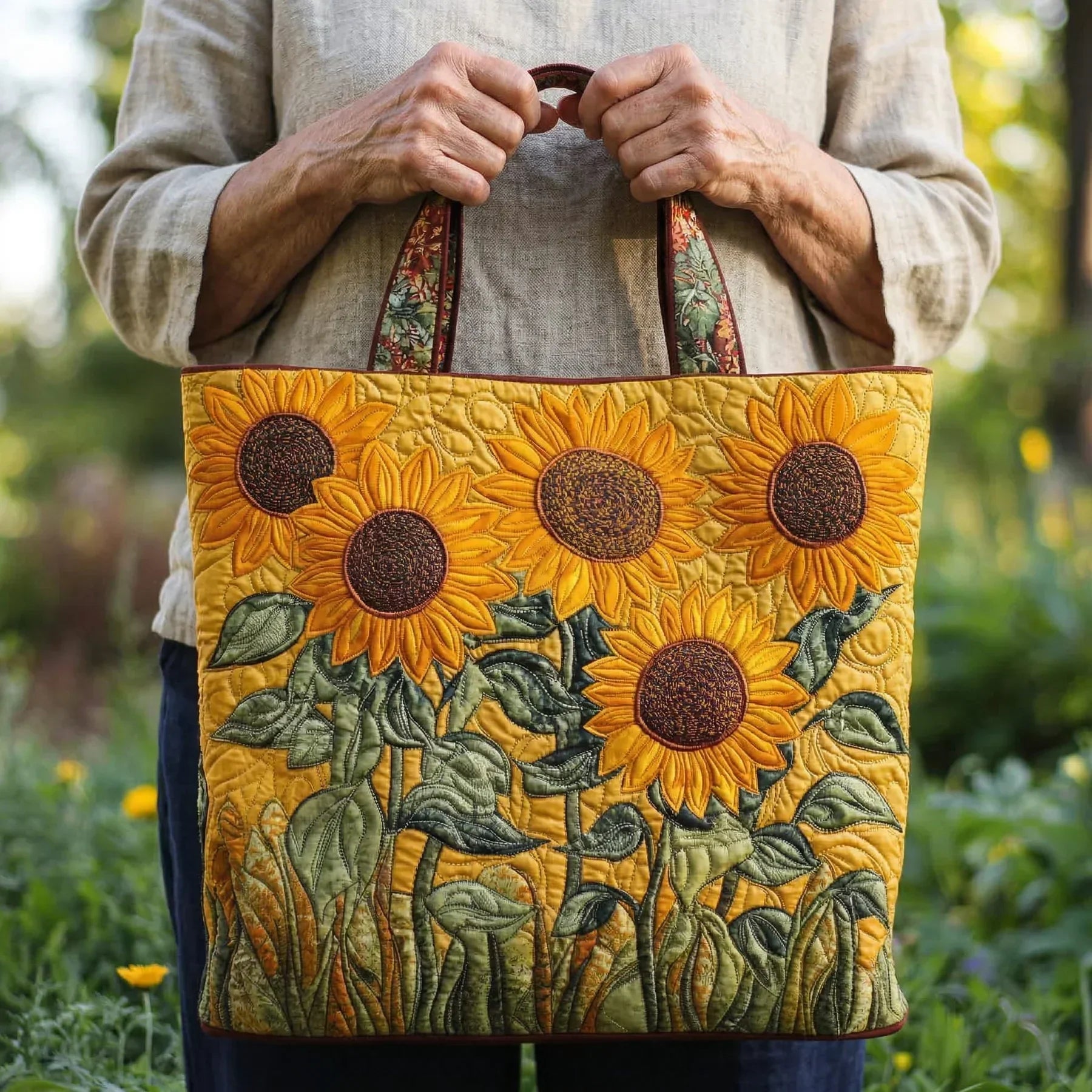Klassischer Steppbeutel - Sonnenblumen
