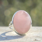 Vintage Rosenquarzring aus Sterlingsilber
