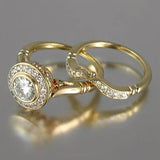 Vintage Gold & Zirkonia Ring Set