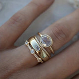 Vintage Gold- und Zirkonia-Ring-Set