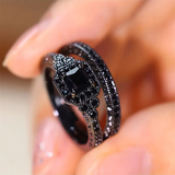 Retro Schwarzes Ring-Duo