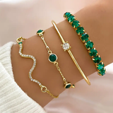 Vintage Grünes Zirkonia Armband Set
