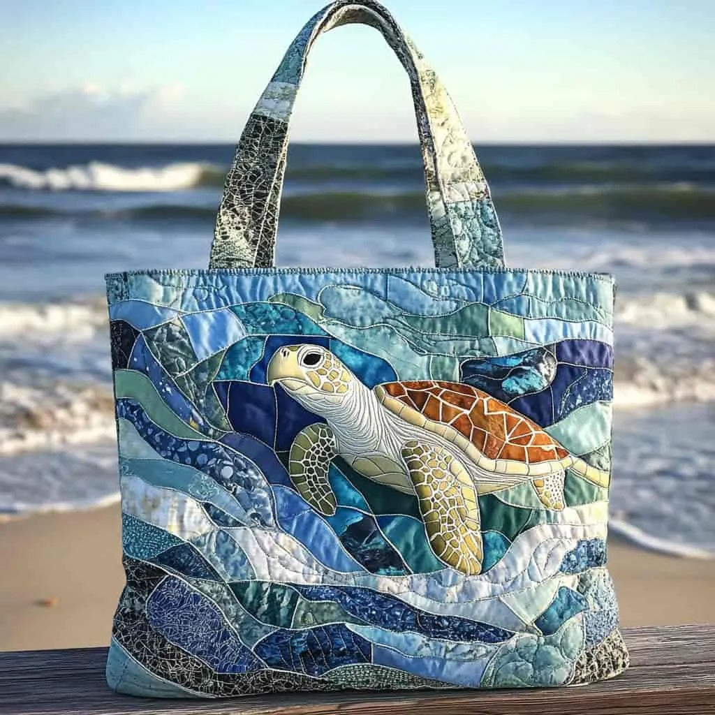 HANDGEFERTIGTE TASCHE - SCHILDKRÖTE IM MEER