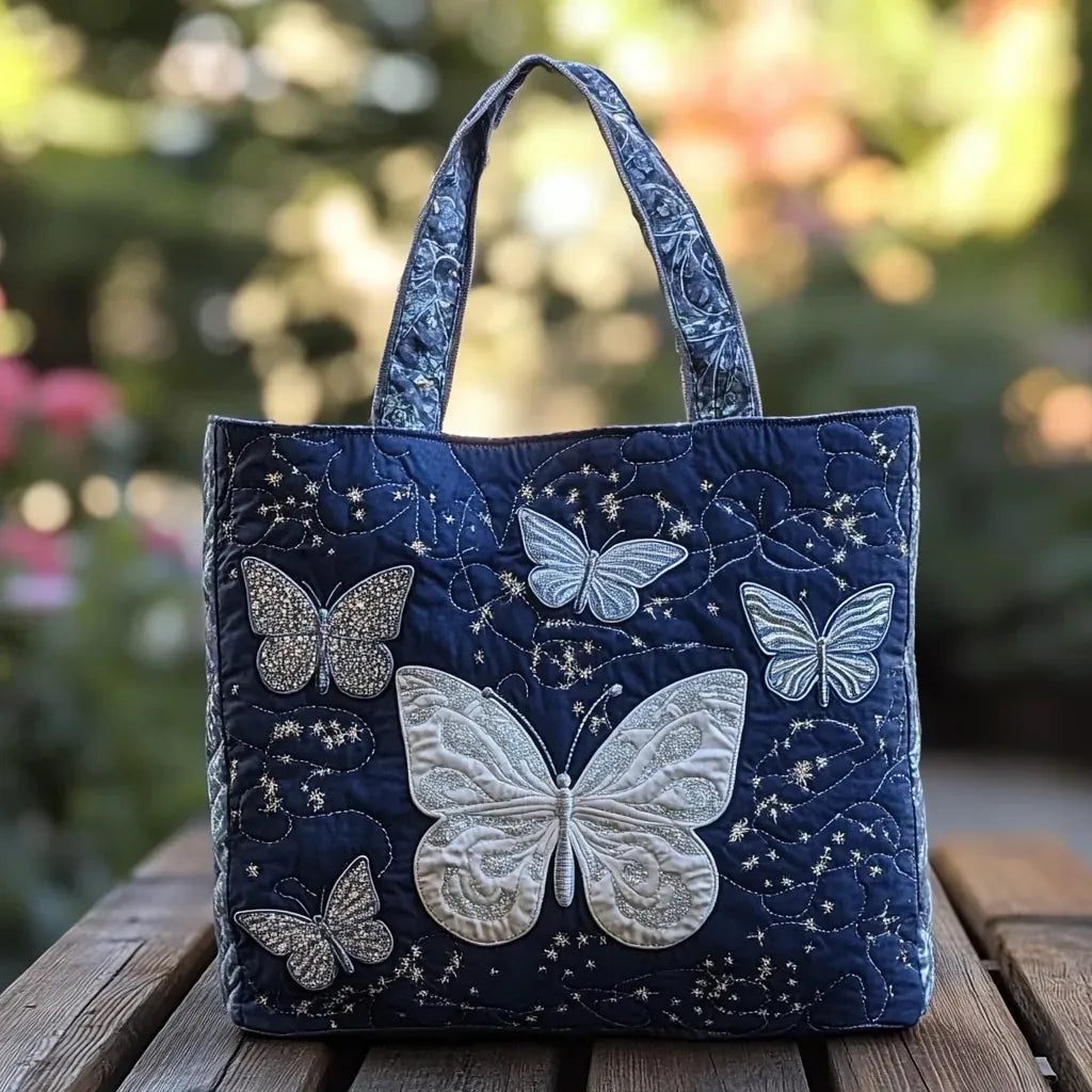 Handgemachte Tasche - Silberner Schmetterling