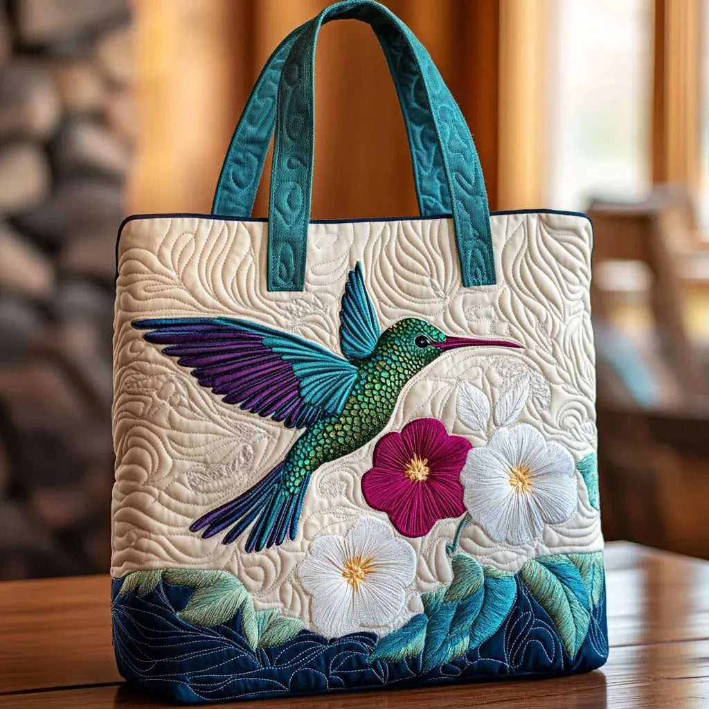 Quilted Bag - Colibri and White Flower