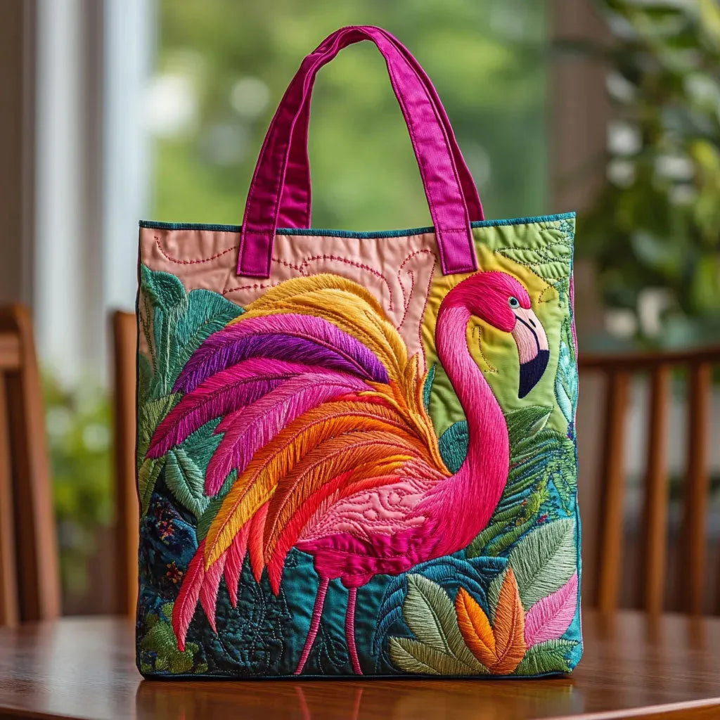 Gestepptes Tote Bag - Regenbogen Flamingo