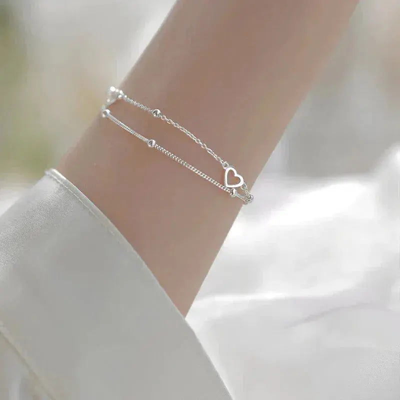 Verstellbares Silberherz-Armband