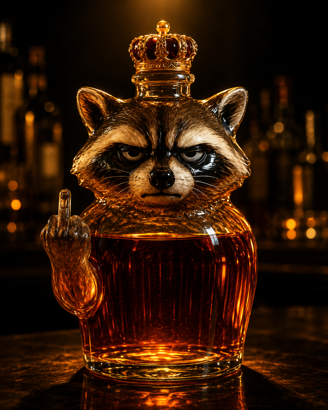 Whiskyflasche — Raccoon Rebelle Edition
