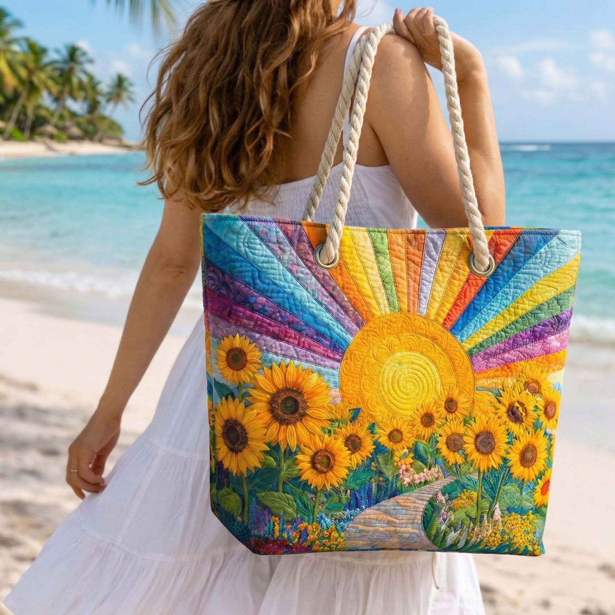 Gepolsterte Strandtasche Regenbogen